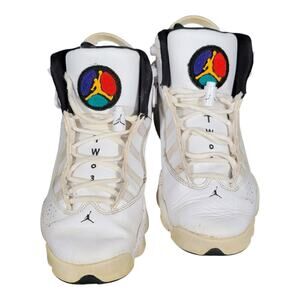 Nike Air Jordan 6 Rings Confetti White Basketball‎ Shoes 323419-100 Boys Size 7Y